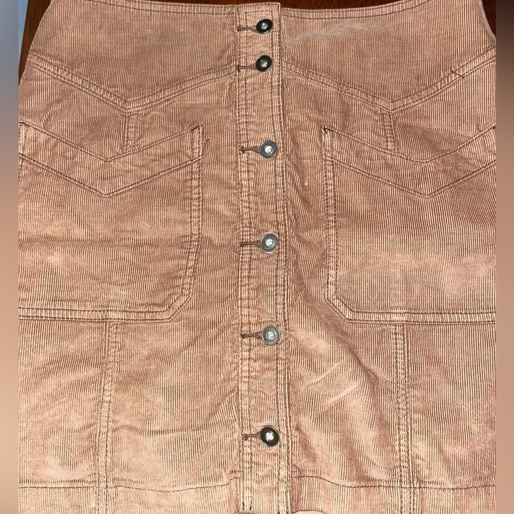 Free people brown corduroy button up Mini skirt - Picture 3 of 5